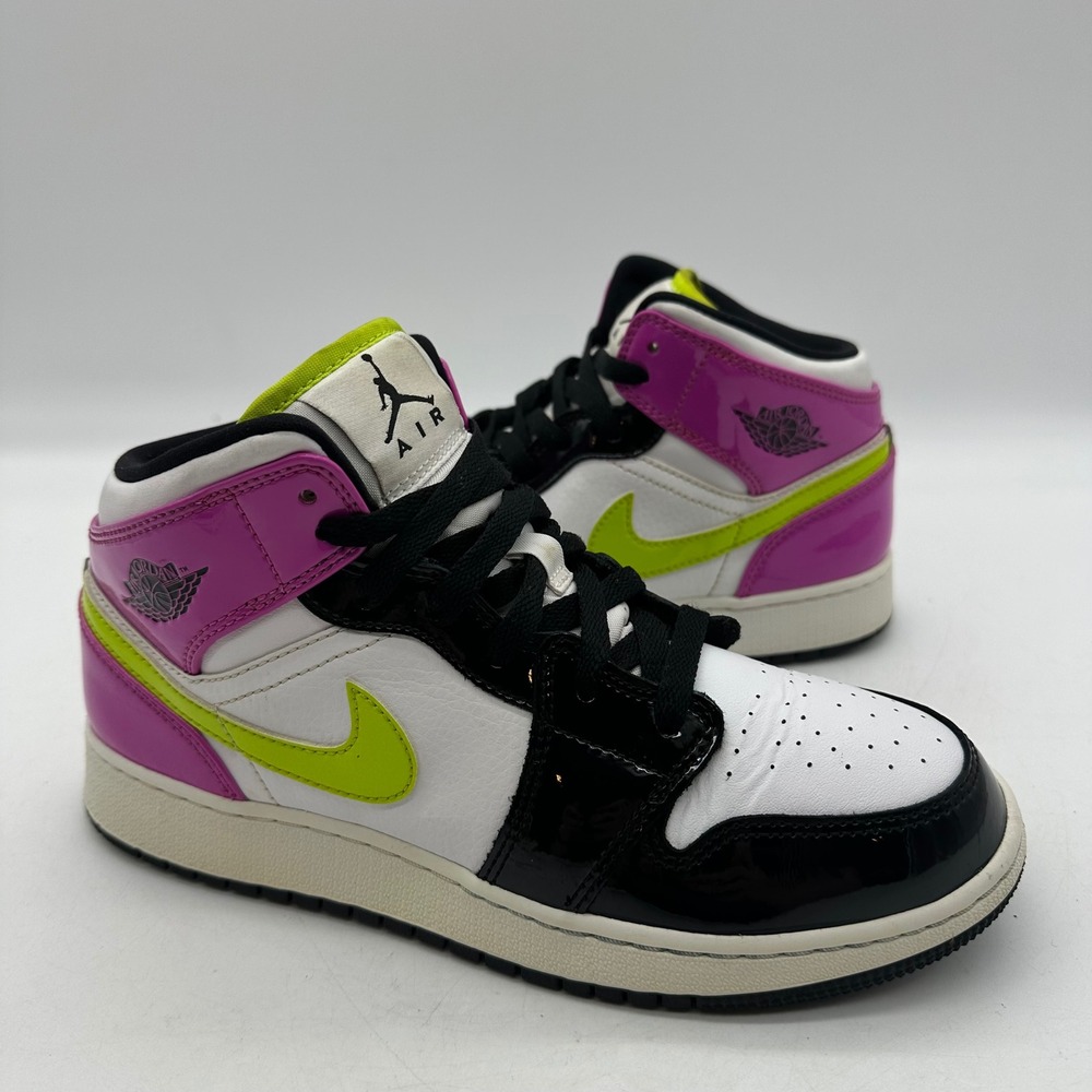Nike CZ9835-100 Youth 6Y White Laser Orange Fuchsia Air Jordan 1 Mid SE Shoes